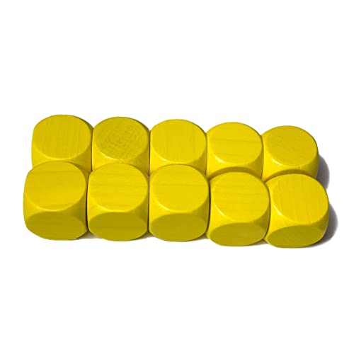 Spieltz 10 gelbe Blanko Würfel XL aus Holz für Brettspiele, extra groß (20 mm). Für Senioren, kleine Kinder und XL-Spiele (Gelb, 10 Würfel) von Spieltz