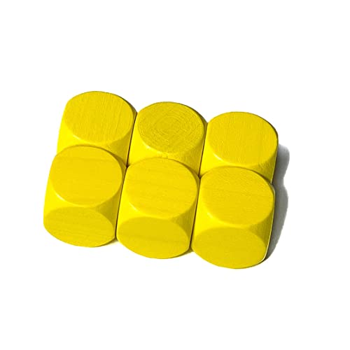 Spieltz - 6 gelbe Blanko Würfel XL aus Holz für Brettspiele, extra groß (20 mm). Für Senioren, kleine Kinder und XL-Spiele (Gelb, 6 Würfel) von Spieltz