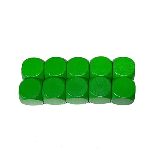 Spieltz 10 grüne Blanko Würfel XL aus Holz für Brettspiele, extra groß (20 mm). Für Senioren, kleine Kinder und XL-Spiele (Grün, 10 Würfel) von Spieltz