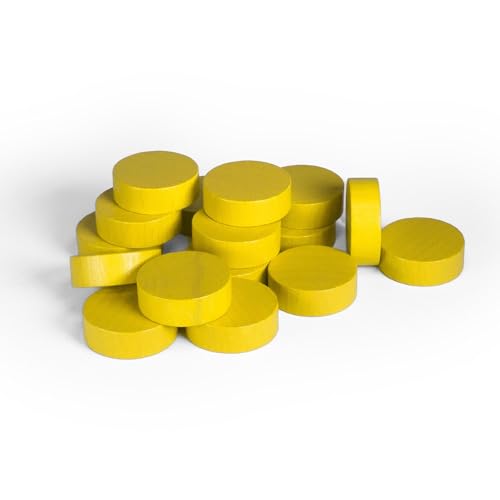 Spieltz Bunte Scheiben/Chips aus Holz für Brettspiele 21/7 mm. Dame-Steine, Zählsteine, Marker oder sonstige Spielsteine (Gelb, 50 Stück) von Spieltz