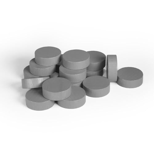 Spieltz 50 graue Chips aus Holz für Brettspiele 21/7 mm. Holzscheiben, Dame-Steine, Zählsteine, Marker oder sonstige Spielsteine (Grau, 50 Stück) von Spieltz