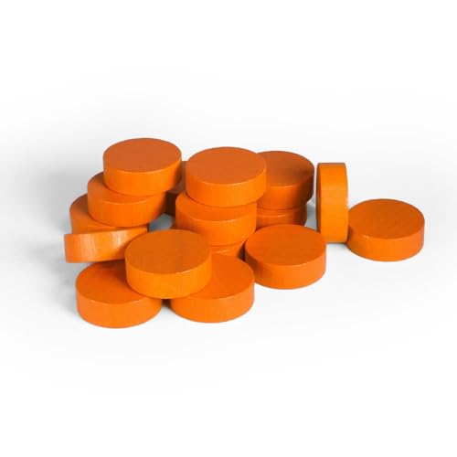 Spieltz Bunte Scheiben/Chips aus Holz für Brettspiele 21/7 mm. Dame-Steine, Zählsteine, Marker oder sonstige Spielsteine (Orange, 50 Stück) von Spieltz
