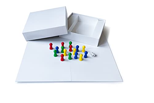 Spieltz Kreativset Brettspiel selber Machen: Brettspiel leer (Spielbrett + Box) + Brettspiel Zubehör (Großes Blanko Brettspiel + große Spielfiguren Ludo für 4 Personen) von Spieltz