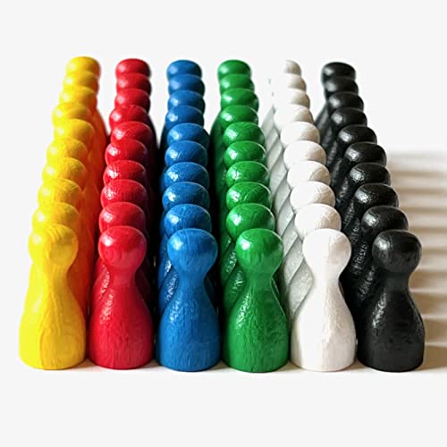 Spieltz Mini Halmakegel 10/20 mm - kleine, Bunte Spielfiguren aus Holz für Brettspiele, Made in Germany (60 Figuren (6 Farben), Basismischung: Gelb, Rot, Blau, Grün, Weiß, Schwarz) von Spieltz