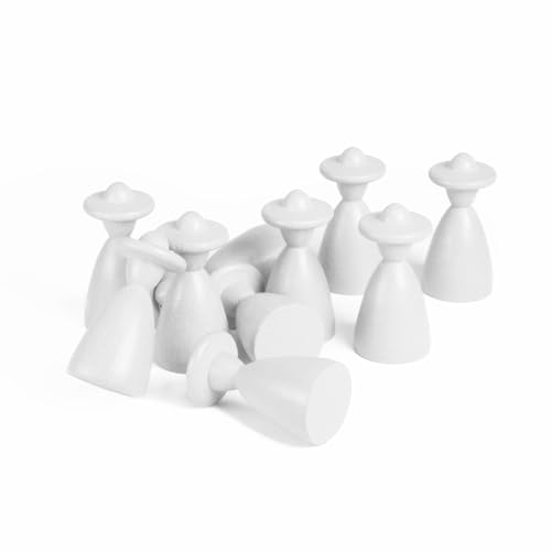 Spieltz Personen mit Hut 13/26 mm, Made in Germany. 100 weiße Halmakegel aus Holz für Brettspiele, viele Farben verfügbar, (Weiß, 100 Stück) von Spieltz