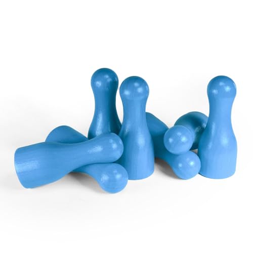 Spieltz Riesen Spielfiguren für XXL Brettspiele: Halmakegel groß aus Holz, 25/60 mm. Flaschenkegel, gut zu greifen. Extra große Spielkegel (hellblau, 10 Stück) von Spieltz
