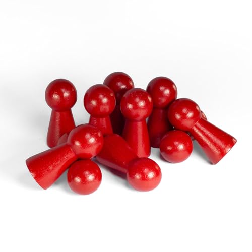 Spieltz Spielfiguren - große rote Halmakegel aus Holz, 19/40 mm (rot, 10 Stück), Made in Germany von Spieltz