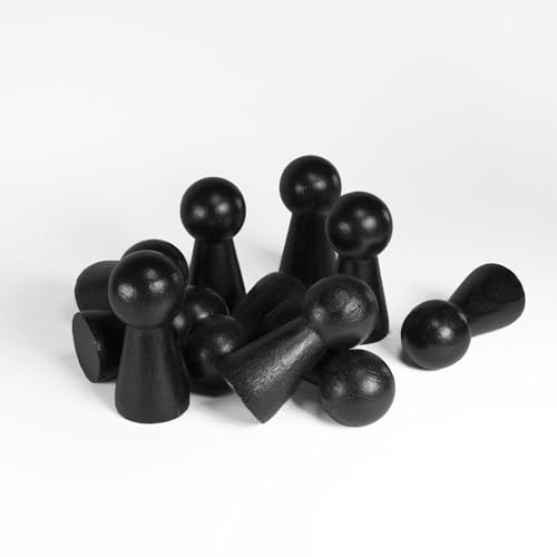 Spieltz Spielfiguren - große Schwarze Halmakegel aus Holz, 19/40 mm, Made in Germany, für Brettspiele + zum Basteln (schwarz, 50 Stück) von Spieltz