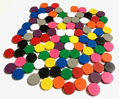 Spieltz Spielsteine: Holzscheiben/Chips/Coins aus Holz, 15/4 mm, 10 Farben (10 x 10) von Spieltz