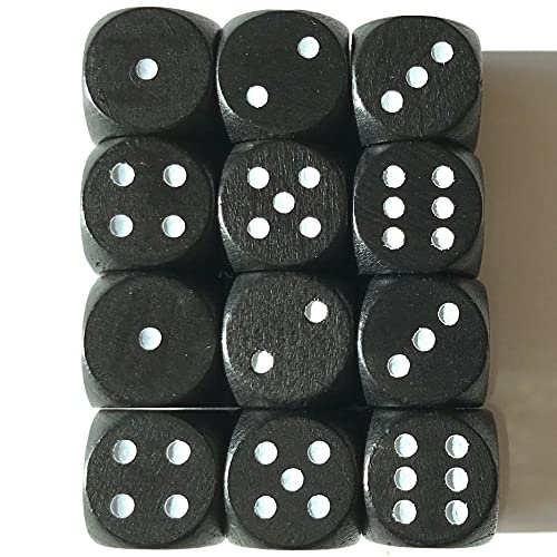 Spieltz Schwarze Holzwürfel/Würfel aus Holz für Brettspiele, 16 mm, produziert in Deutschland/Made in Germany (12 Würfel Schwarz mit weißen Augen) von Spieltz