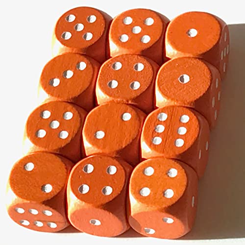 Spieltz Standard Würfel aus Holz für Brettspiele, 16 mm, produziert in Deutschland/Made in Germany (Brettspiel Zubehör) (12 Würfel, Orange mit weißen Augen) von Spieltz