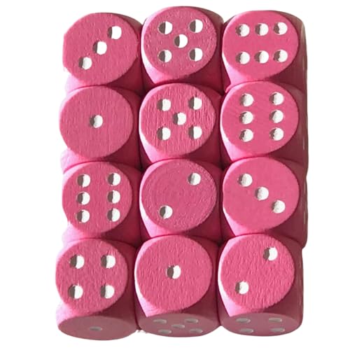 Spieltz Standard D6 Würfel aus Holz für Brettspiele, rosa, 16 mm, produziert in Deutschland/Made in Germany (Brettspiel Zubehör) (12 Würfel, Rosa mit weißen Augen) von Spieltz