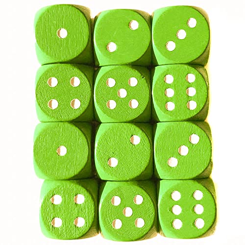 Spieltz Würfel aus Holz für Brettspiele, 16 mm, produziert in Deutschland (12 Würfel, hellgrün mit weißen Augen) von Spieltz