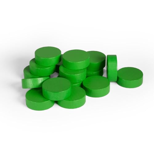 Spieltz grüne Holzscheiben/Chips aus Holz 21/7 mm. Runde Spielsteine, groß, für Brettspiele oder zum Basteln (Grün, 100 Stück) von Spieltz