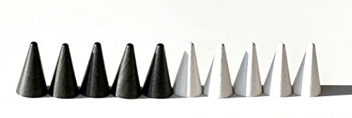 Spitzkegel klein - Größe 10/15 mm, Spielkegel/Hütchen für Brettspiele aus Holz und zum Basteln, Made in Germany (10 Stück, Schwarz + Weiß) von Spieltz