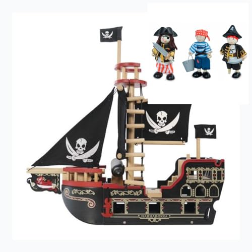 Piratenschiff und Extra Piratenset Holzspielzeug FSC Holz Piratenset von Spielzeug-Opa