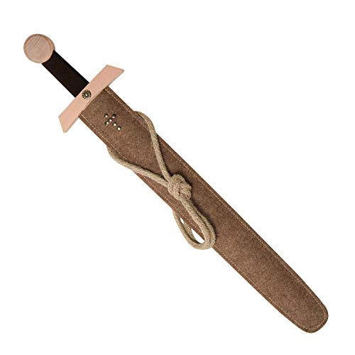 V A H - Stabiles Excalibur Holz-Schwert-Set Natur, 66cm Länge mit Filz-Scheide [Geschichte spielend erleben | echtes Handwerk | Made in Germany] von V A H