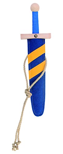 Stabiles Lancelot Schwert-Set blau, 48cm Länge mit Schwert aus Buche-Echtholz und Schwert-Scheide aus Filz [Viele Details| Made in Germany] von V A H