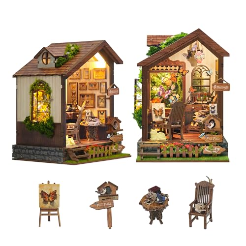 Spilay Book Nook Kit, DIY Miniatur Haus Puppenhaus Holz Möbel Set mit LED Lichter, Staubschutz, Schutzhülle Buchstützen Dekoration, Buchstützen Modellbau - Creative Kits-SQ60 von Spilay