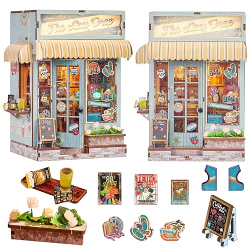 Spilay Book Nook Kit, DIY Puppenhaus Miniatur Haus Holz Möbel Kit mit LED Lichter, 3D-Holzpuzzle Buchstützen Dekoration, für Erwachsene Jugendliche Geschenk - (The Last Drop) - ZWSL36 von Spilay