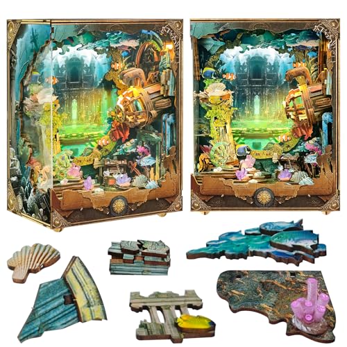Spilay Book Nook Kit, DIY Puppenhaus Miniatur Haus Holz Möbel Kit mit Staubschutz & LED, 3D-Holzpuzzle Buchstützen Dekoration, für Erwachsene Jugendliche Geschenk - Discover Atlanta - SQ008 von Spilay