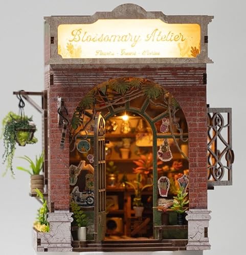 Spilay Book Nook Set, DIY Miniatur Haus Puppenhaus Holz Möbel Set mit LED Lichter, Staubschutz, Schutzhülle Buchstützen Dekoration, Buchstützen Modellbau - Creative Kits-ZWSL37 Spilay Book Nook Set, DIY Miniatur Haus Puppenhaus Holz Möbel Set mit LED Lichter, Staubschutz, Schutzhülle Buchstützen Dekoration, Buchstützen Modellbau - Creative Kits-ZWSL37 von Spilay