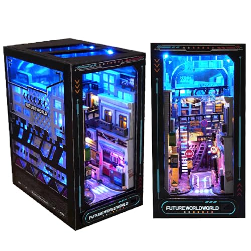 Spilay DIY Book Nook Kit, DIY Dollhouse Booknook Bookshelf Insert Decor Alley, Bookends Model Build-Creativity Kit with LED Light for Teens and Adults Birthday TC36 von Spilay