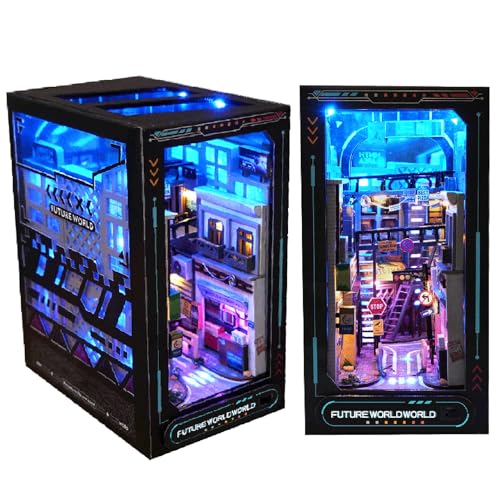 Spilay DIY Book Nook Kit, DIY Dollhouse Booknook Bookshelf Insert Decor Alley, Bookends Model Build-Creativity Kit with LED Light for Teens and Adults Birthday TC36 von Spilay