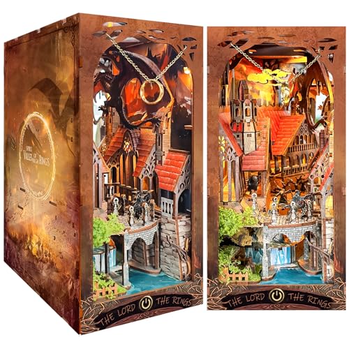 Spilay DIY Book Nook Kit, DIY Puppenhäuser Holz Miniatur Haus Möbel Kit Mit LED-Licht,3D Holzpuzzle Buchstütze Bücherregal Dekoration,Buchstützen Modell Build-Creativity Kit-SQ32 von Spilay