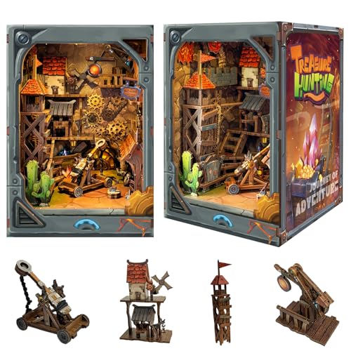 Spilay DIY Book Nook Kit, DIY Puppenhäuser Holz Miniatur Haus Möbel Kit Mit LED-Licht,Schutzhülle Buchstütze Bücherregal Dekoration,Buchstützen Modell Build-Creativity Kit-SQ-40 von Spilay