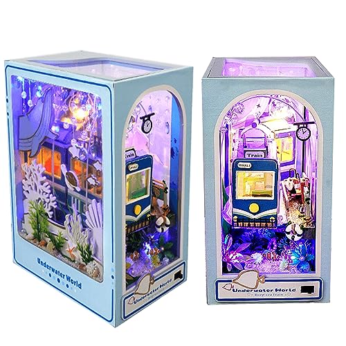 Spilay DIY Book Nook Kit,DIY Miniature Doll House Kit with Furniture and LED, 3D Wooden Puzzle Bookend Bookshelf Insert Decor-Creativity Gift for Friend Lover TC139 von Spilay