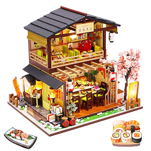 Spilay DIY Miniatur-Puppenhaus-Bausatz, DIY Puppenhaus-Bausatz mit Holzmöbeln mit Staubschutz & Spieluhr & LED, Geburtstag Weihnachten Handmade Gift von Spilay