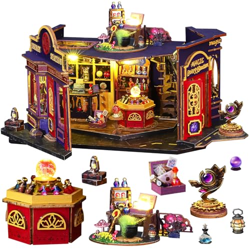 Spilay DIY Miniatur-Puppenhaus-Set, DIY-Puppenhaus-Set mit Holzmöbeln, staubdichter Abdeckung, Spieluhr und LED, handgefertigtes Handwerk, Geschenke für Geburtstag, Weihnachten und Valentinstag ET002 von Spilay