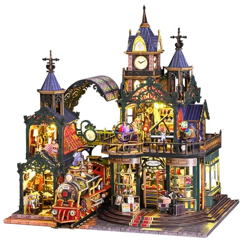 Spilay DIY Miniature House - Puppenhaus Bausatz im Europäischen Burgenstil mit LED-Beleuchtung, Musikspielwerk, Detailliertes Holzmodell für Erwachsene - ES19 von Spilay
