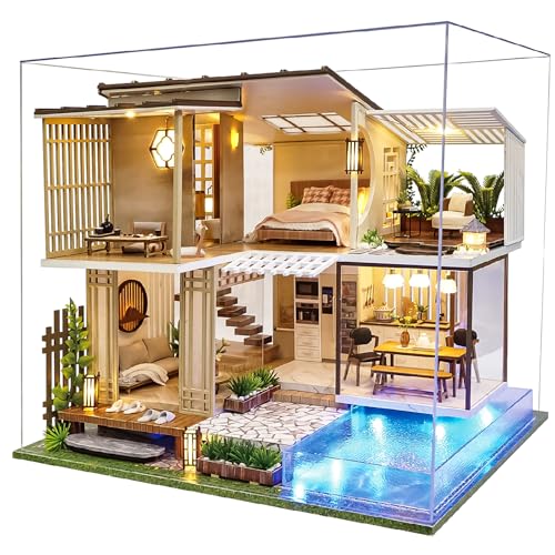 Spilay DIY Puppenhaus, Mini Moderne Villa Modell Bausatz mit Spieluhr, 1:24 Maßstab kreative Puppenhaus, Beste Weihnachten Geburtstag Geschenk für Liebhaber (Florenz) (Elegant and Quiet) von Spilay