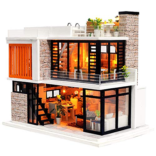 Spilay Dollhouse Miniature with Furniture,DIY Dollhouse Kit Mini modern Villa Model with Music Box,1:24 Scale Creative Doll House Best Christmas Birthday Gift for Lovers Boys and Girls(Florence) von Spilay