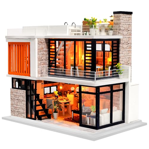 Spilay Dollhouse Miniature with Furniture,DIY Dollhouse Kit Mini modern Villa Model with Music Box,1:24 Scale Creative Doll House Best Christmas Birthday Gift for Lovers Boys and Girls(Florence) von Spilay