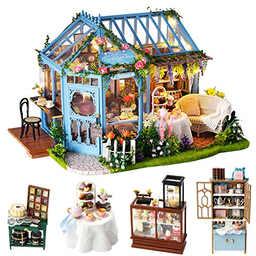 Spilay Dollhouse Miniature with Furniture,DIY Dollhouse Kit Plus Dust Cover & Music Box,1:24 Scale Creative Room Toys for Children Girl Birthday Gift for Lover and Friends(Rose Garden Tea House) von Spilay