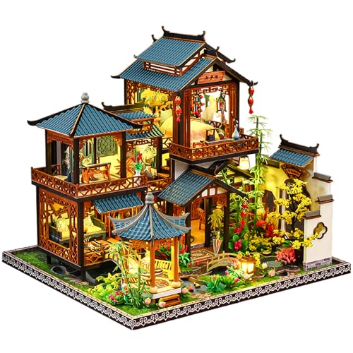 Spilay Miniatur-Puppenhaus-Set zum Selbermachen, Puppenhaus-Set mit Holzmöbeln, staubdichter Abdeckung, Spieluhr und LED, handgefertigtes Handwerk, Geschenke für Geburtstag, Weihnachten und Spilay Miniatur-Puppenhaus-Set zum Selbermachen, Puppenhaus-Set mit Holzmöbeln, staubdichter Abdeckung, Spieluhr und LED, handgefertigtes Handwerk, Geschenke für Geburtstag, Weihnachten und von Spilay