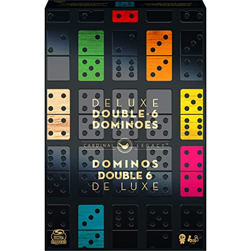 Deluxe Domino - Spieleklassiker mit hochwertiger Ausstattung (Doppel-6-Version, 28 Spielsteine), für 2-4 Spieler ab 6 Jahren von Spin Master Games