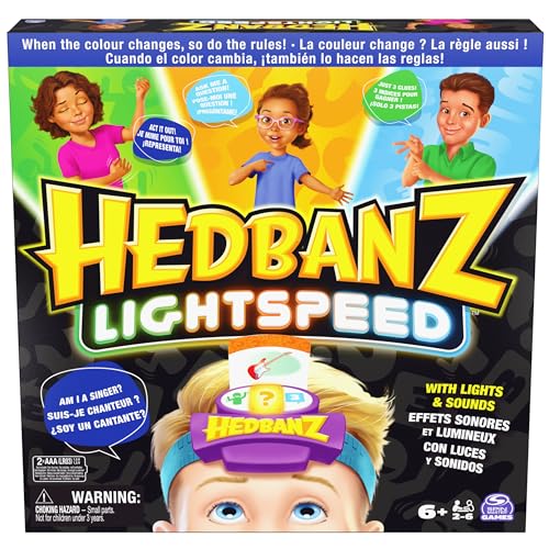 Spin Master Hedbanz Familienpartyspiel Wer Bin ich? Lightspeed Edition von Spin Master