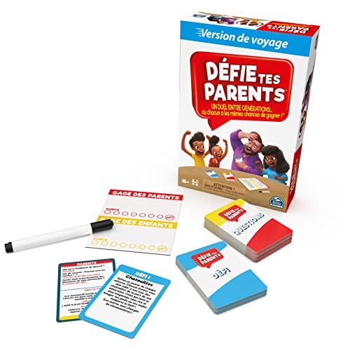 Herausforderung Deine Eltern – Reise-Version, Gesellschaftsspiel, bei dem Eltern und Kinder gegeneinander antreten, benutzerfreundliches Spiel für die ganze Familie – lustige Fragen und von Spin Master Games