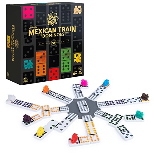 Legacy Deluxe Mexikanische Zug Dominosteine, klassisches Original Brettspiel-Set Doppel-12 Dominosteine hochwertiger Holzkoffer für Kinder und Erwachsene ab 8 Jahren von Spin Master Games