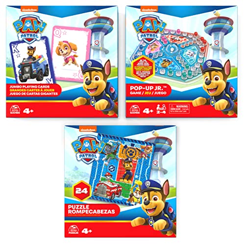 PAW Patrol - Spielbündel mit Jumbo Karten - Pop-Up Spiel und 24-teiliges Puzzle von Spin Master Games