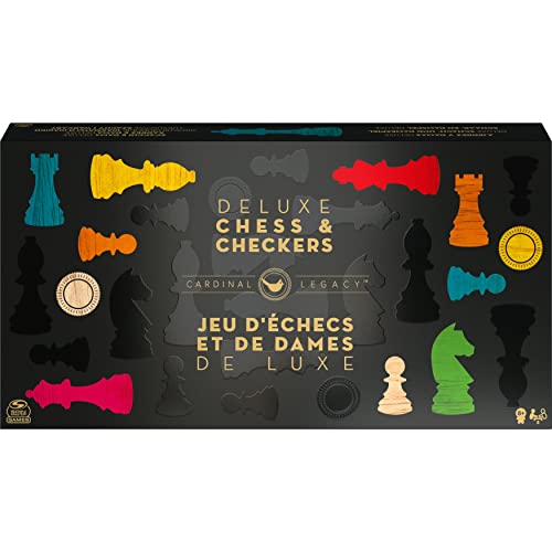 Deluxe Schach/Dame - Zwei Spieleklassiker mit hochwertiger Ausstattung, für 2 Spieler ab 8 Jahren von Spin Master Games