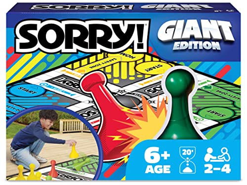 Giant Sorry! Klassisches Familien-Brettspiel für drinnen und draußen, Retro-Party-Aktivität mit übergroßem Spielbrett und Teilen, für Kinder und Erwachsene ab 6 Jahren von Spin Master Games