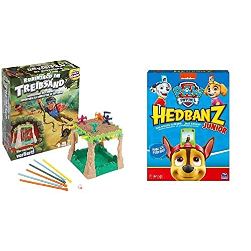 Spin Master Games - Hedbanz Junior – Paw Patrol, das witzige Ratespiel für 2-4 Spieler ab 4 Jahren + Spin Master Games - Rubinjagd im Treibsand, das Abenteuerspiel mit original Kinetic Sand von Spin Master