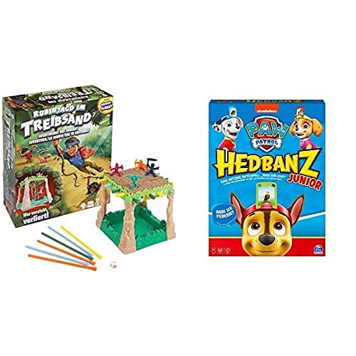 Spin Master Games - Hedbanz Junior – Paw Patrol, das witzige Ratespiel für 2-4 Spieler ab 4 Jahren + Spin Master Games - Rubinjagd im Treibsand, das Abenteuerspiel mit original Kinetic Sand von Spin Master Games