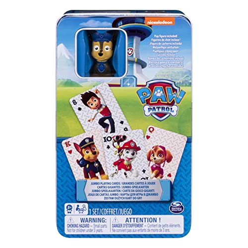 Spin Master Games Jumbo - Spielkarten mit Chase - Figur, in Metallbox von PAW PATROL