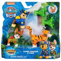 PAW Patrol Jungle Pups – Hero Pups Figuren-Set mit 2 Hundefiguren (Chase & Tracker) und einer Tiger-Figur mit Wurffunktion von Spin Master International B.V.